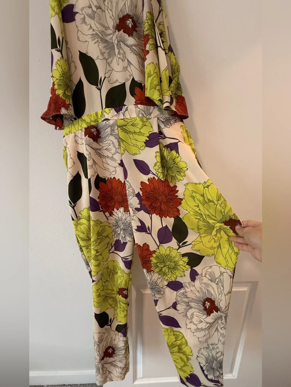 River Island Floral Halter Jumpsuit - Lime, Cream & Rust